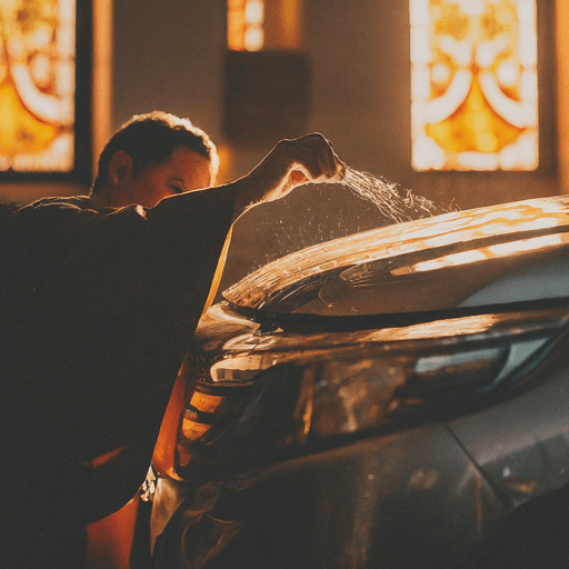 priest blessing car at Antipolo Cathedral Church